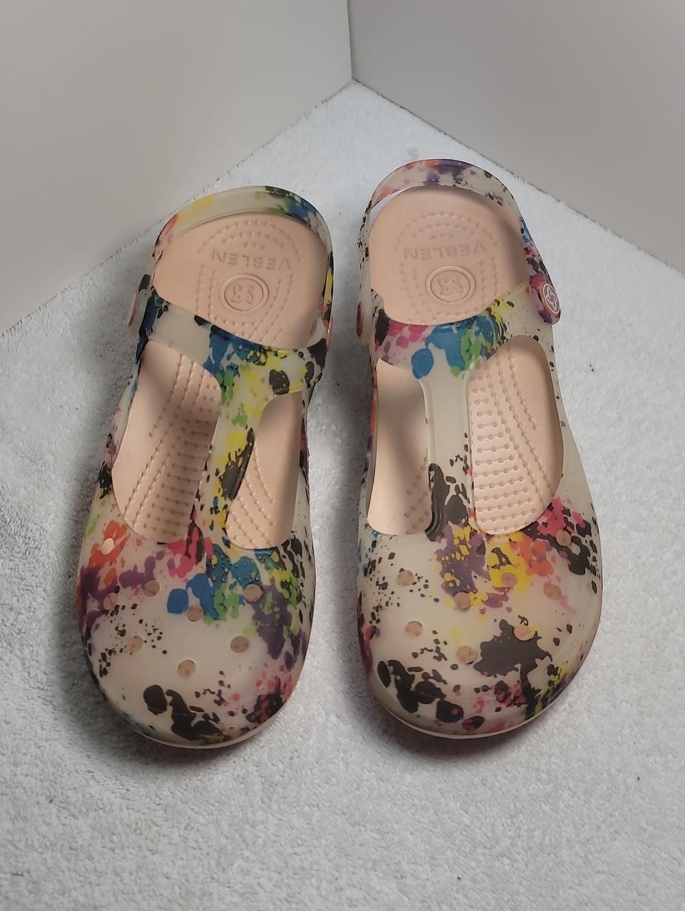 Veblen Womens Multicolor Splash-Print Mary Jane Sandals - Size 10 - EUC. 306